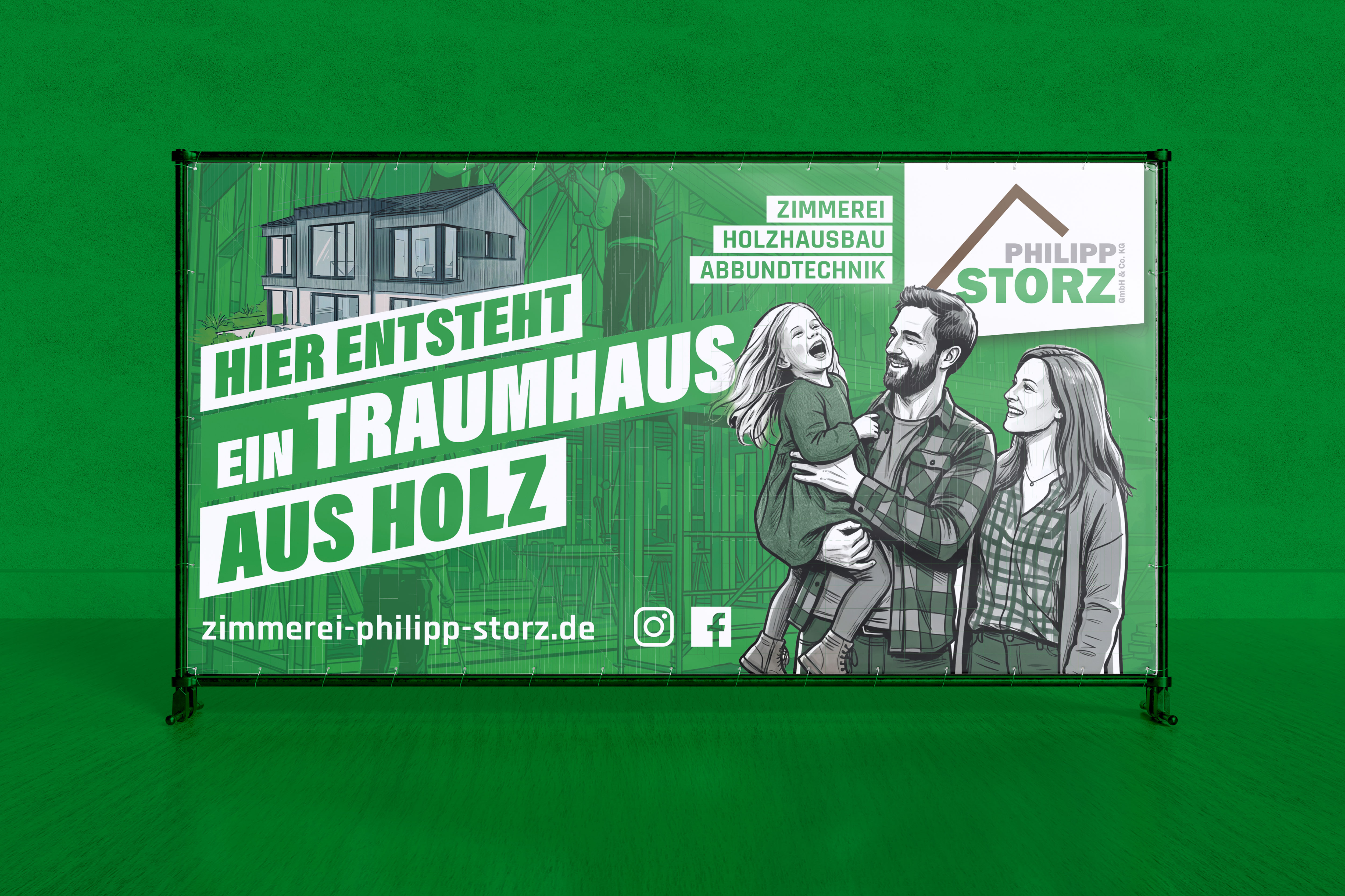 Gestaltung und Druck Bauzaunbanner Ansicht