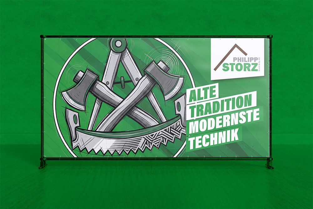 Gestaltung und Druck Bauzaunbanner Ansicht